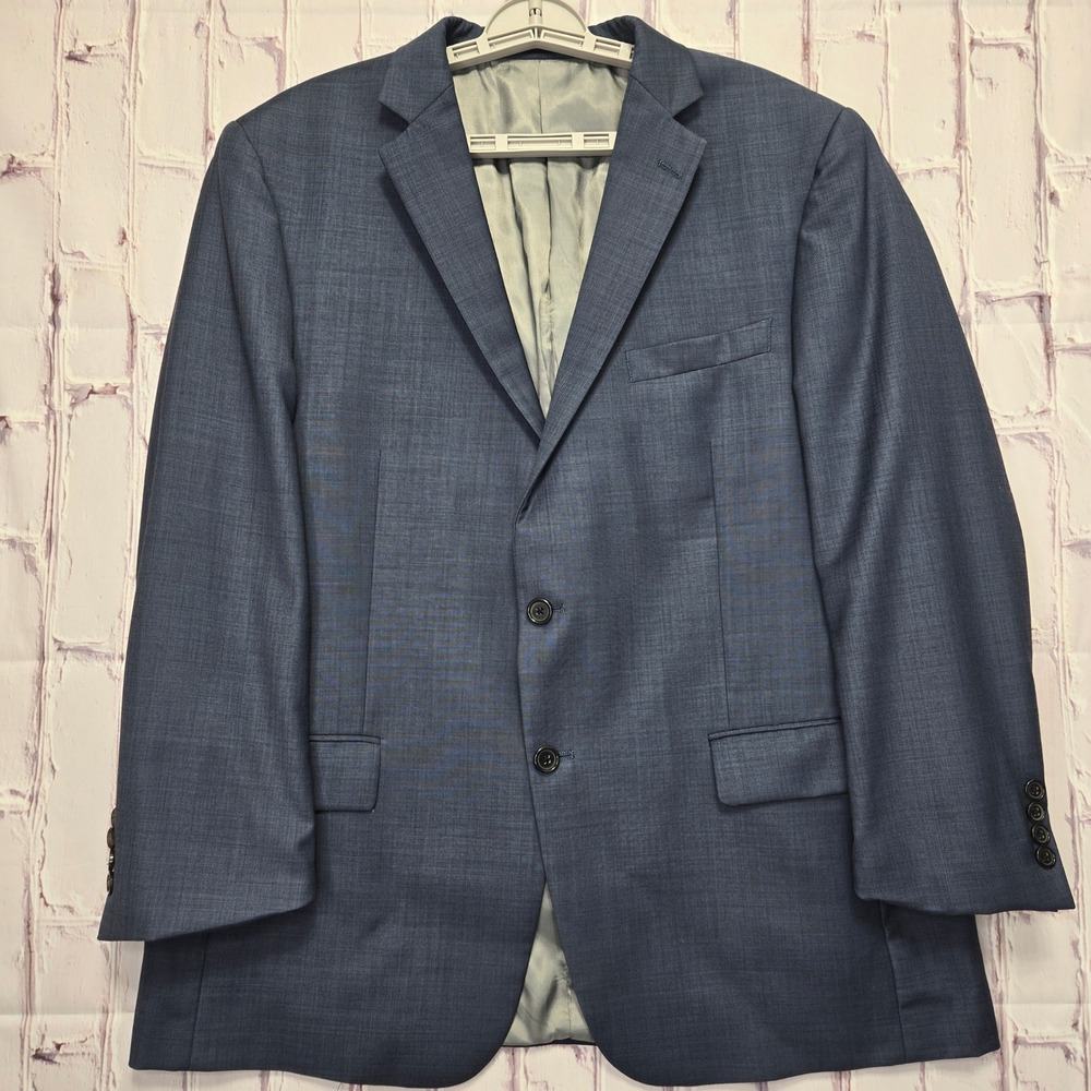 Hart Schaffner Marx Blazer Blue Micro Pattern Made in USA Sport Coat Mens 44R